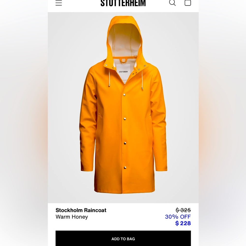 Stutterheim Stockholm Raincoat - Excellent condition - lightly used.